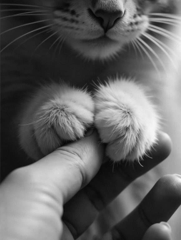 Chat et mains